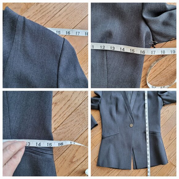 NWT Periphery Gray Blazer Modern Style Soft Wool Stretch 2 Fitted - Picture 14 of 16